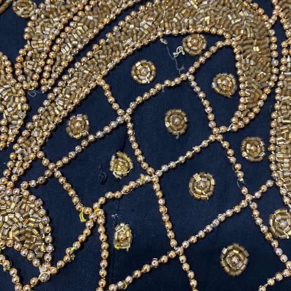 Vintage 70s 80s Beaded Sequin Gold Disco Maxi Cocktail Dress Pageant Gown - Picture 13 of 16